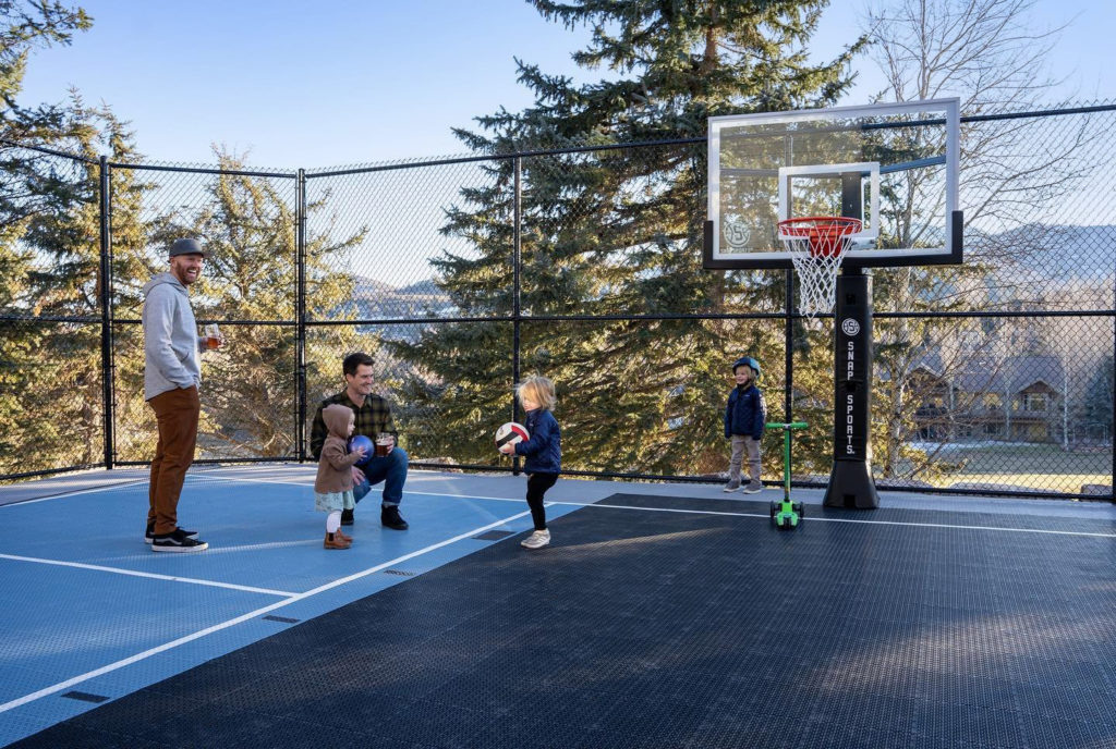 50′ x 100′ SnapSports Revolution Multi-Sport Court Surface - Happy Backyards