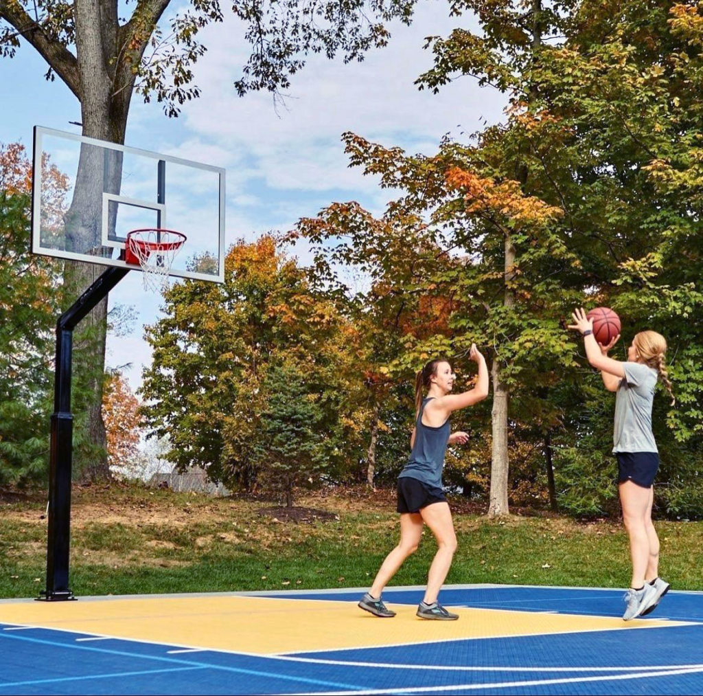 Gallery of backyard court and home gym installations featuring